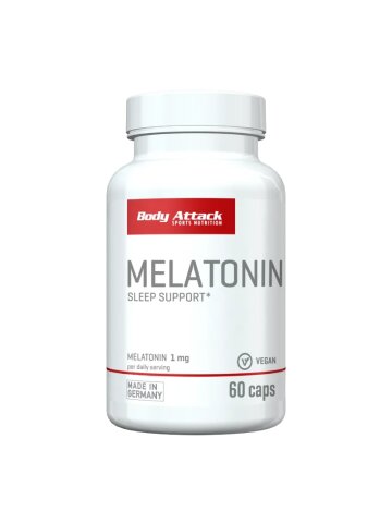 Body Attack Melatonin - 1 mg pro Kapsel zur Einschlafunterstützung (60 Stück)